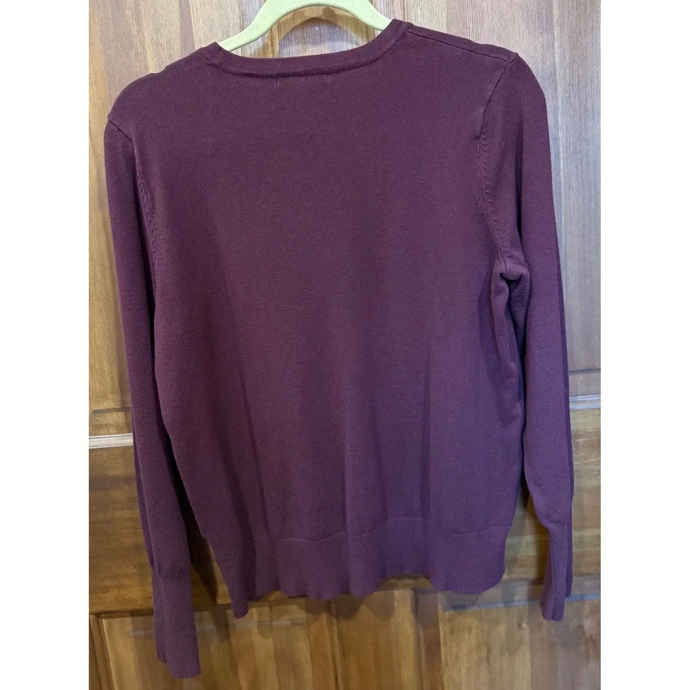 Cato Womens Burgundy Crew Neck Long Sleeve Sweater With Button Detail Size‎ L